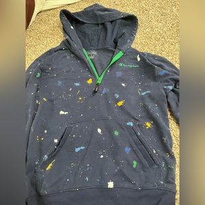 Champion quarter zip, paint spatter design, size small